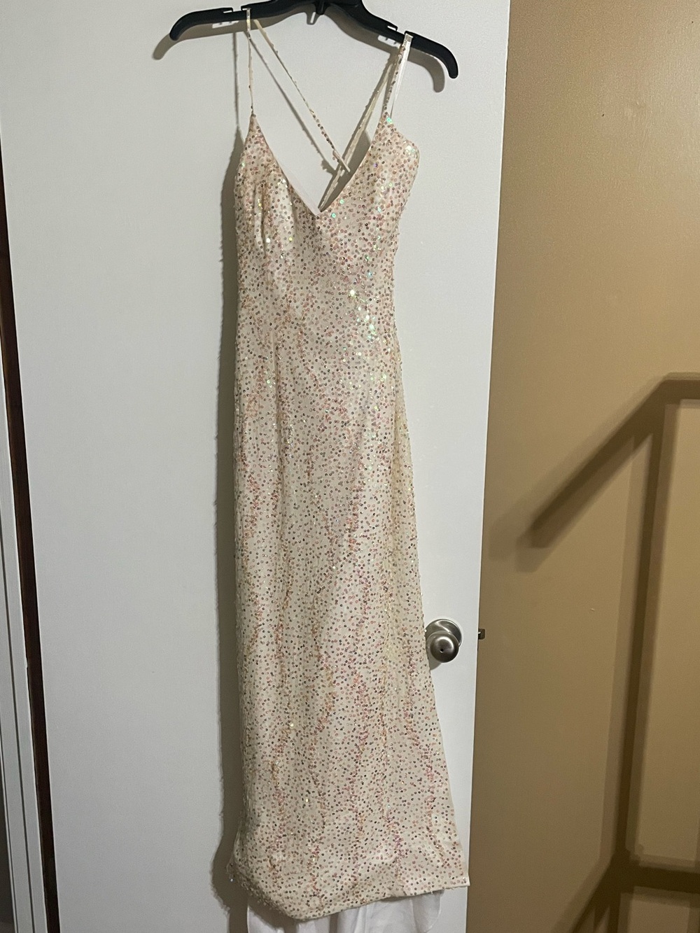 White/ivory formal dress was worn for pageant